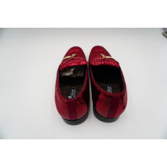 Men's Designer Loafer Shoes Red Sequin After Midnite 6759 Size 12 - Picture 5 of 8
